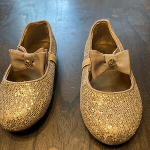 Michael Kors Glittery Gold Kids Shoes with Bow